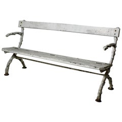 Early 20th Century English Faux Bois Cast Iron Garden Bench