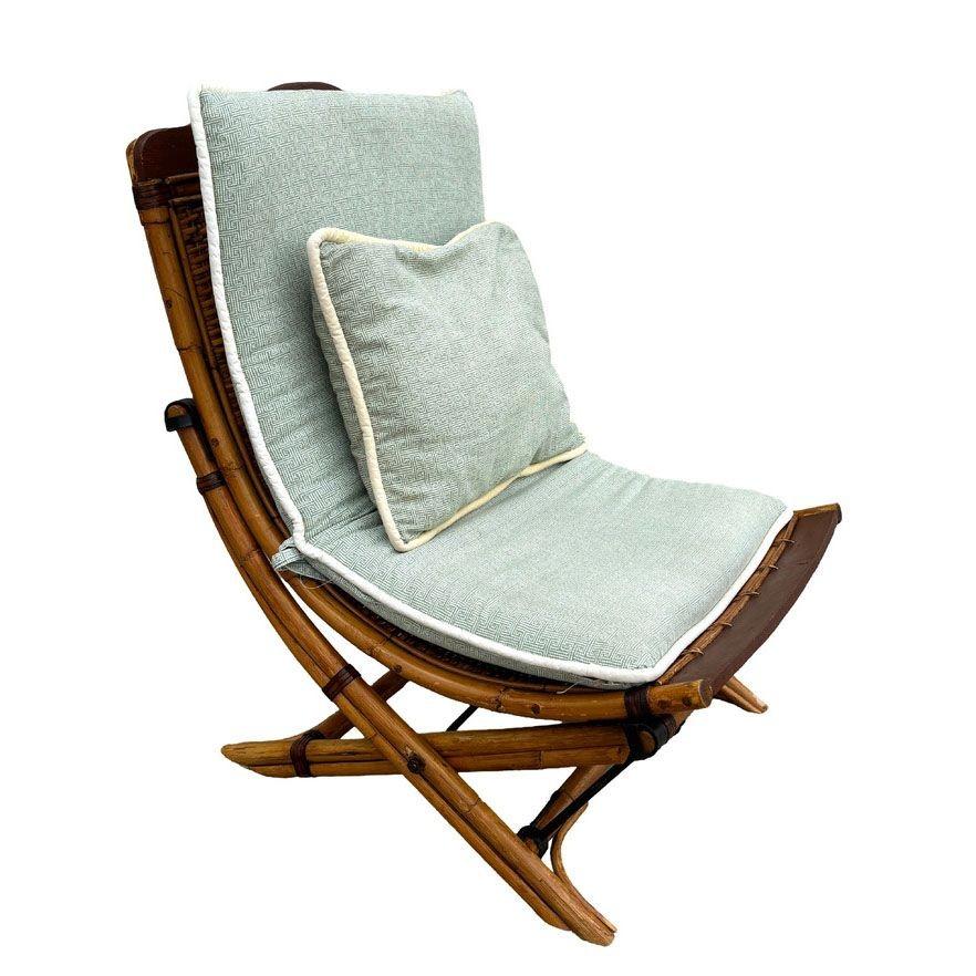 Chaise de jardin pliante en bambou de véranda anglaise du début du 20e siècle Excellent état - En vente à Van Nuys, CA
