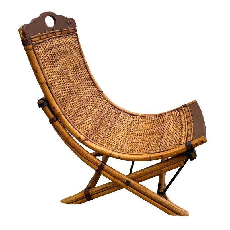British Early 20th Century English Folding Veranda Bamboo Garden Chair