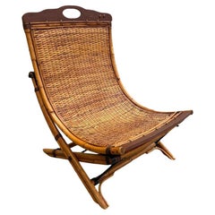 Used Early 20th Century English Folding Verandah Bamboo Garden Chair