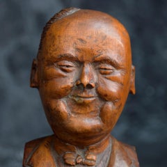 Early 20th Century English Folk-art Hand Carved Gentleman Boxwood Figure