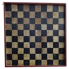 Antique Early-20th Century English Folk-Art Hand-Crafted Checker’s Board
