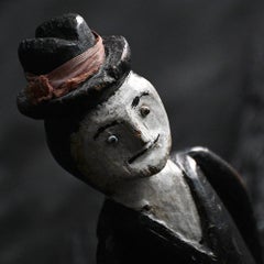 Early 20th Century English Folk Art Jigger Doll with Beaded Eyes