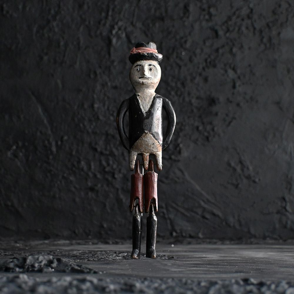 British Early 20th Century English Folk Art Jigger Doll with Beaded Eyes For Sale