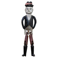 Bambola Jigger di arte popolare inglese dei primi del Novecento con occhi di perline