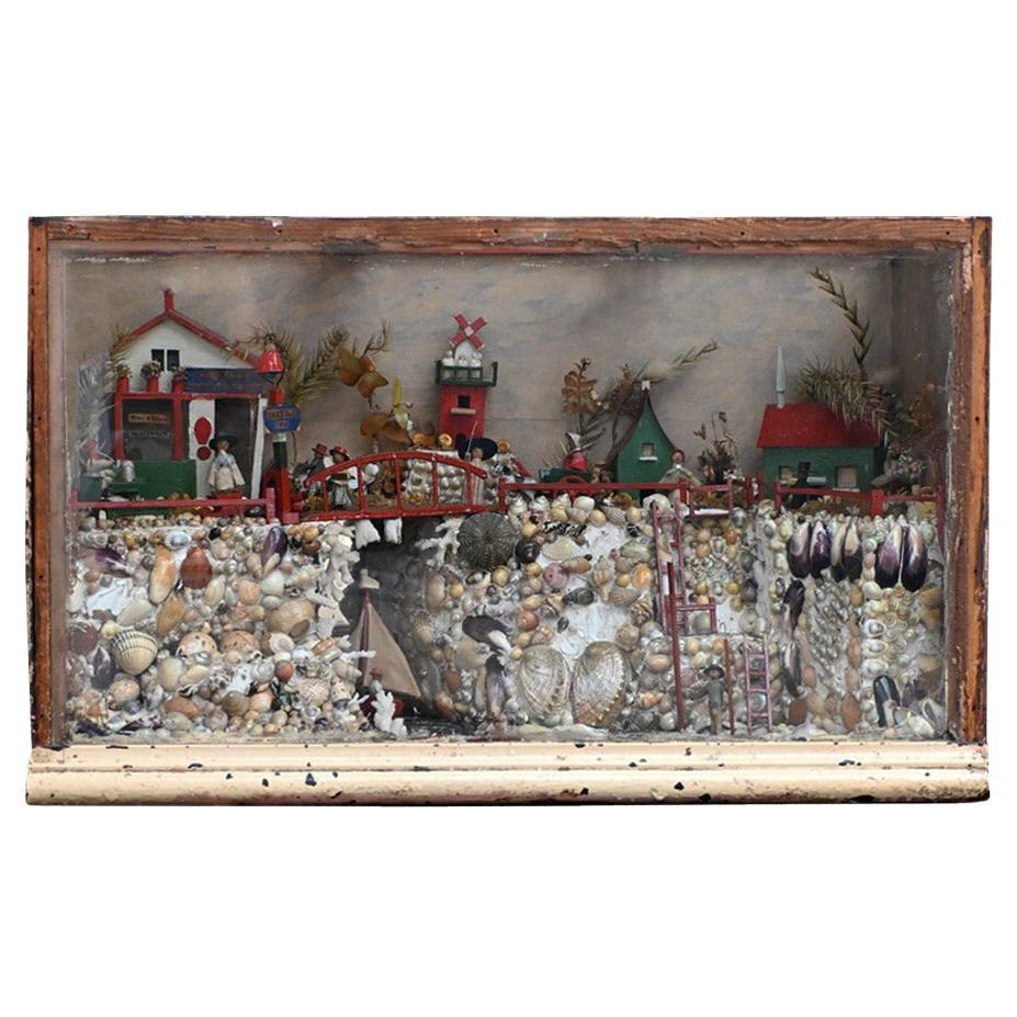 Early 20th Century English Folk Art Shell Work Diorama Scene