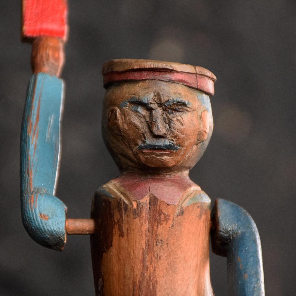 Early 20th century Folk Art whirligig figure
We are proud to offer a true example of an early 20th century whirligig figure. Hand carved from scratch with some lovely naïve detail. A working example with lots of natural age still displaying its