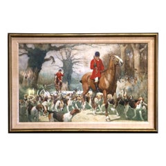 Early 20th Century English Fox Hunting Watercolor by Edwin Noble In Gilt Frame