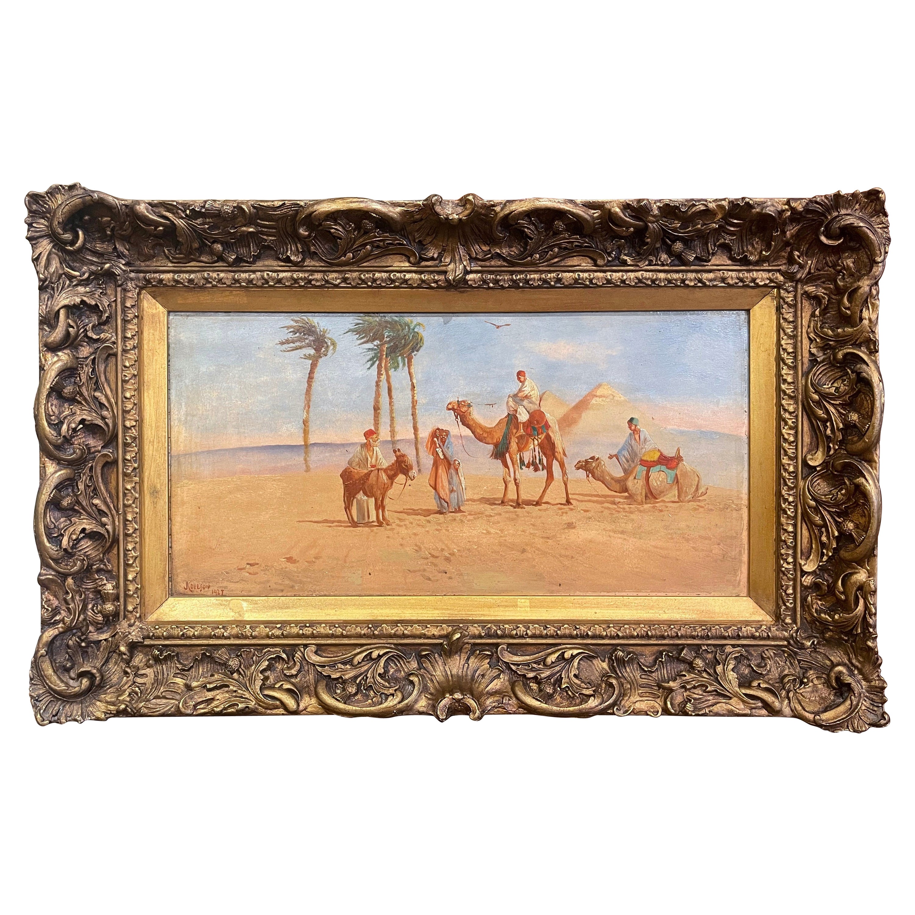 Pintura al óleo sobre tabla enmarcada inglesa de principios del siglo XX firmada J. Coulson 1927