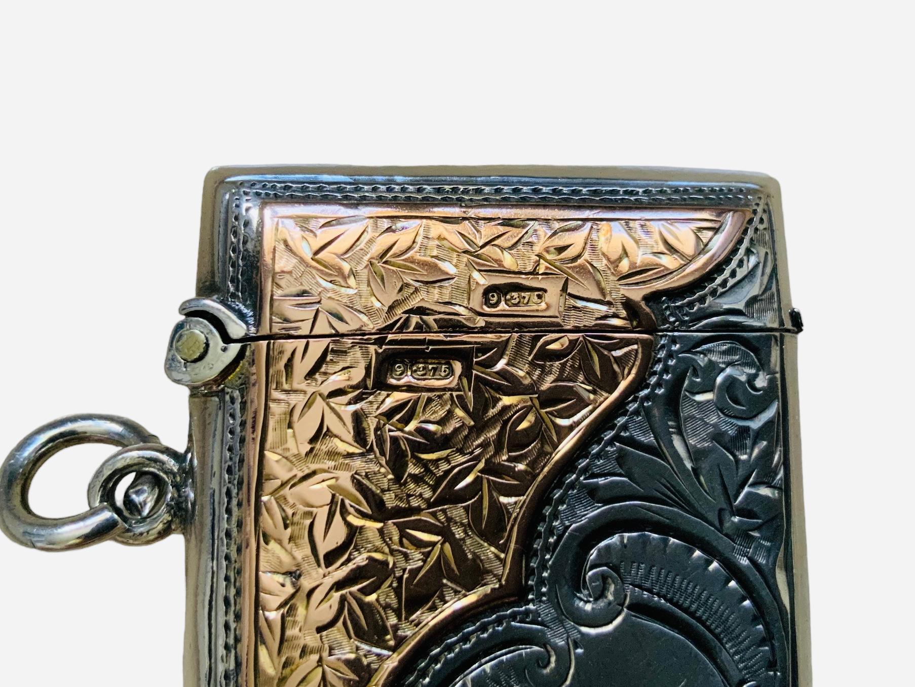Englisches Vesta-Etui aus Gold und Sterlingsilber des frühen 20. Jahrhunderts/Keepsake im Angebot 7
