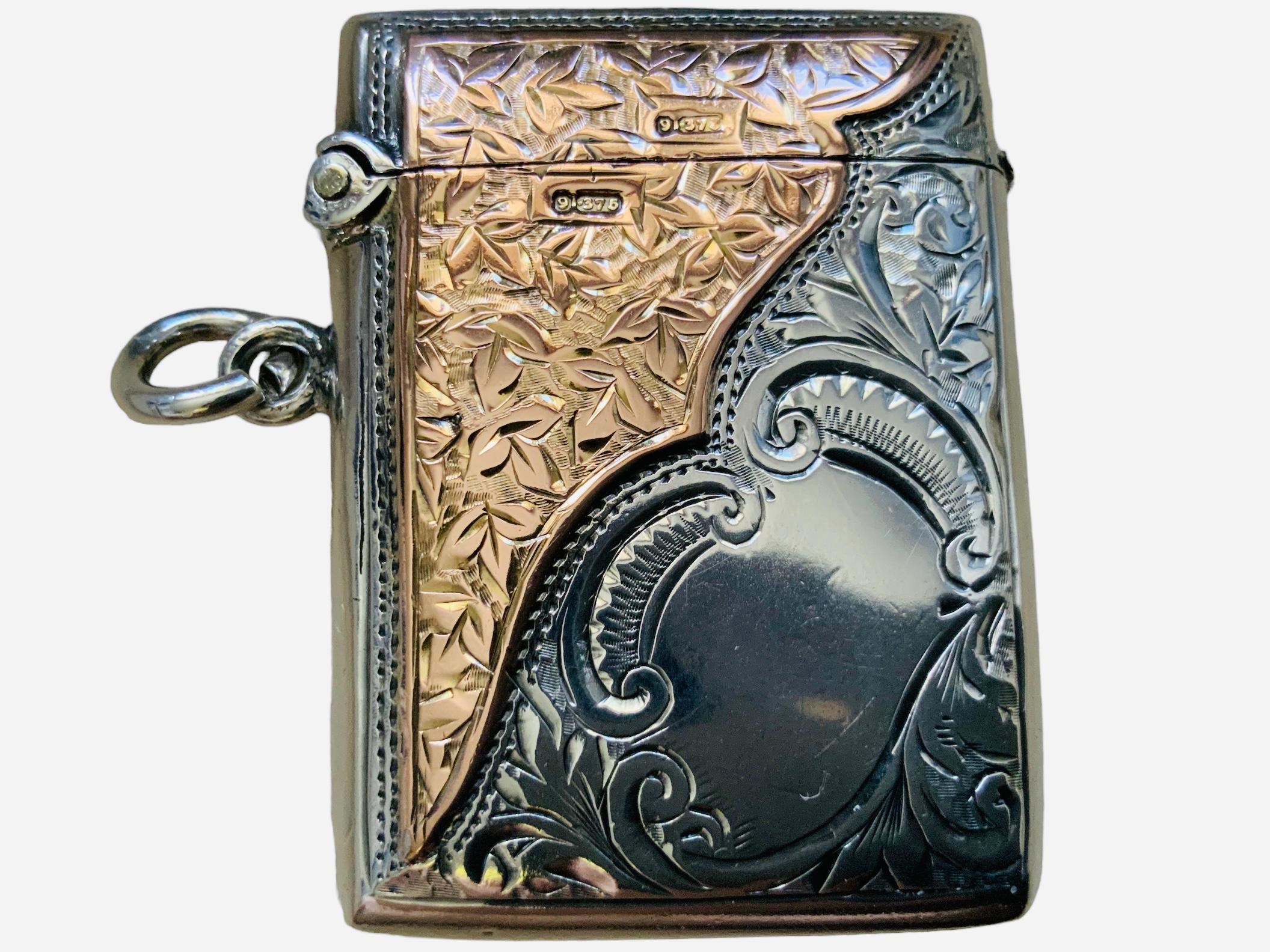 Englisches Vesta-Etui aus Gold und Sterlingsilber des frühen 20. Jahrhunderts/Keepsake im Angebot 8