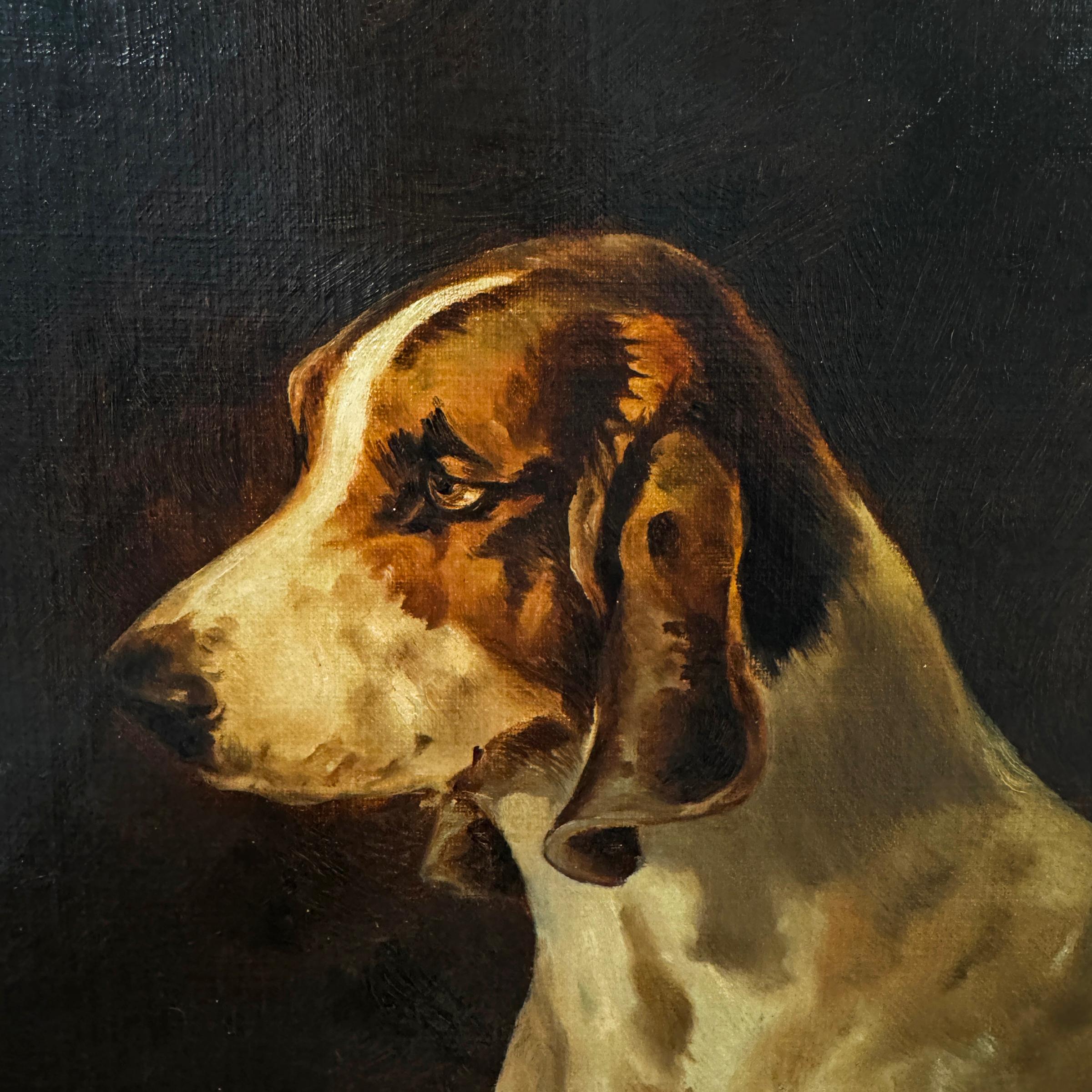 Canvas Early 20th Century English Hound Painting For Sale