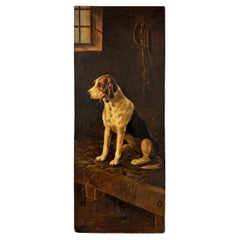 Antique Early 20th Century English Hound Painting
