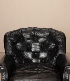 Fauteuil en cuir anglais du début du XXe siècle