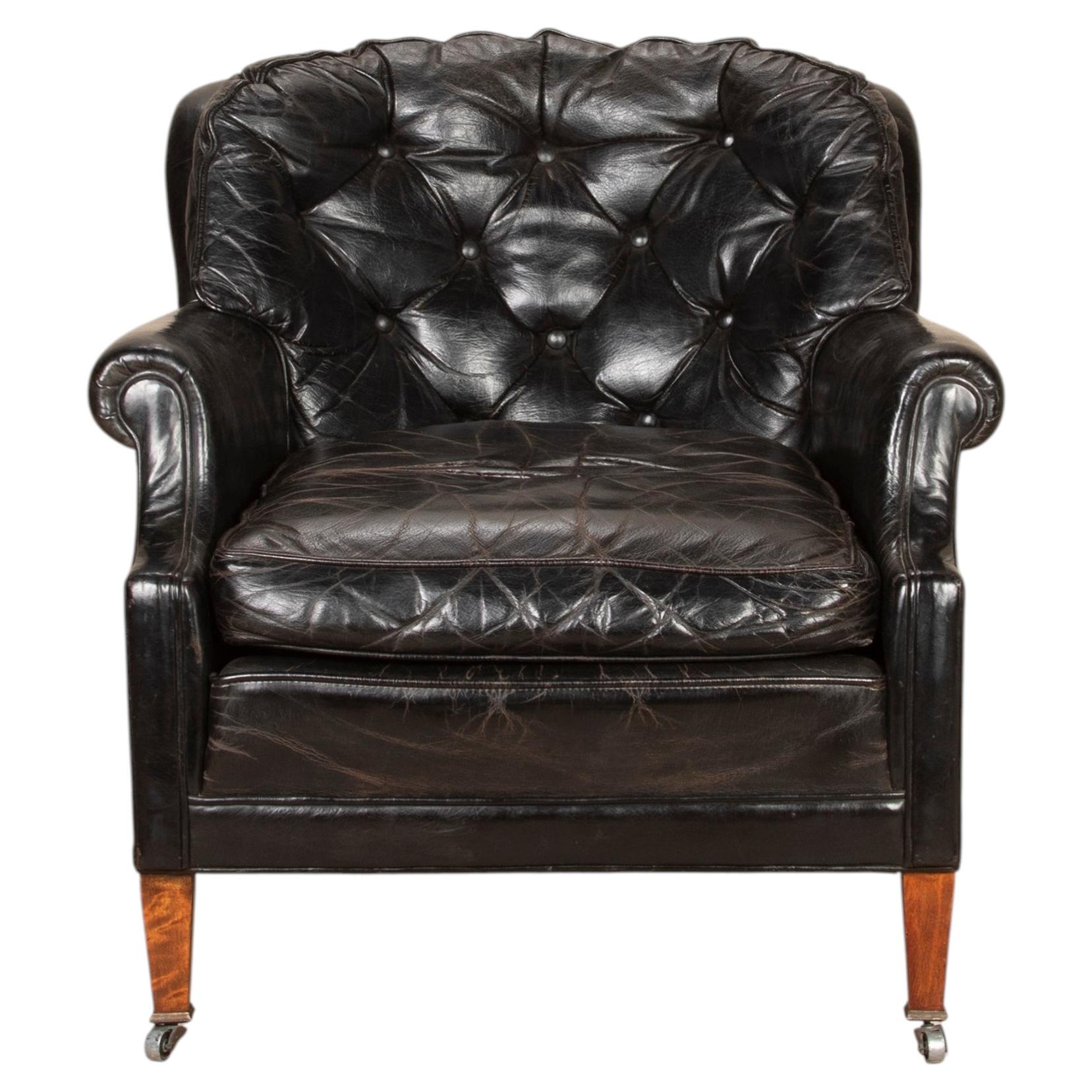 Early 20th Century English Leather Armchair