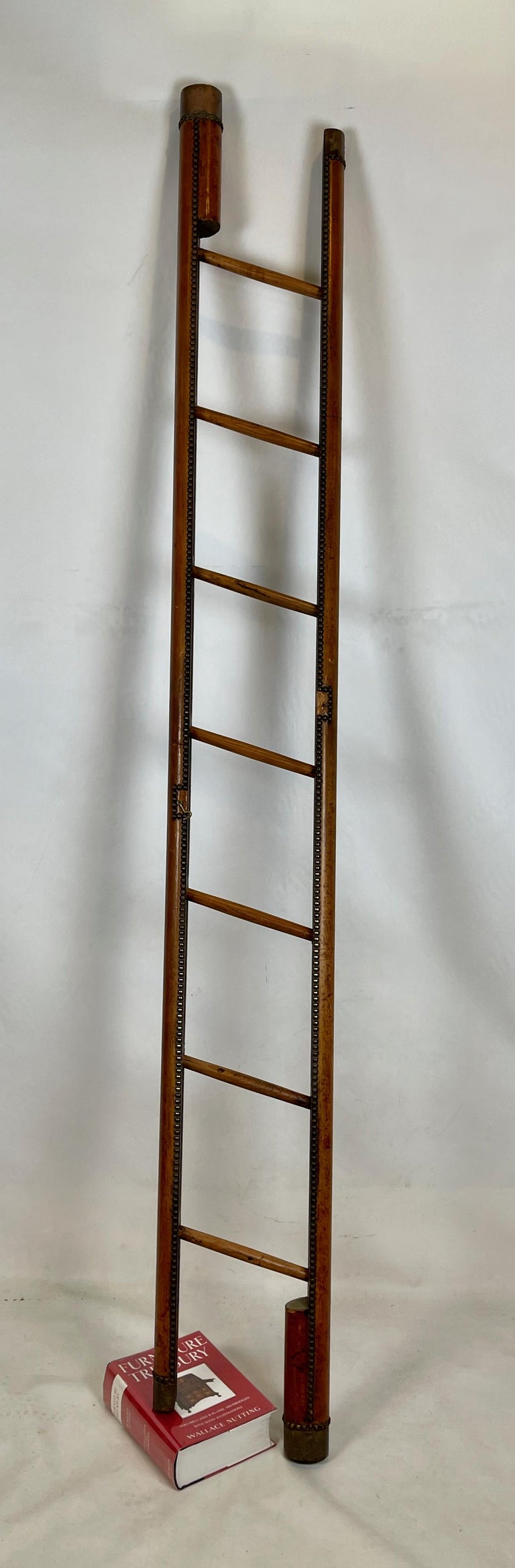 Early 20th Century English Leather Clad Folding Pole Ladder For Sale 5