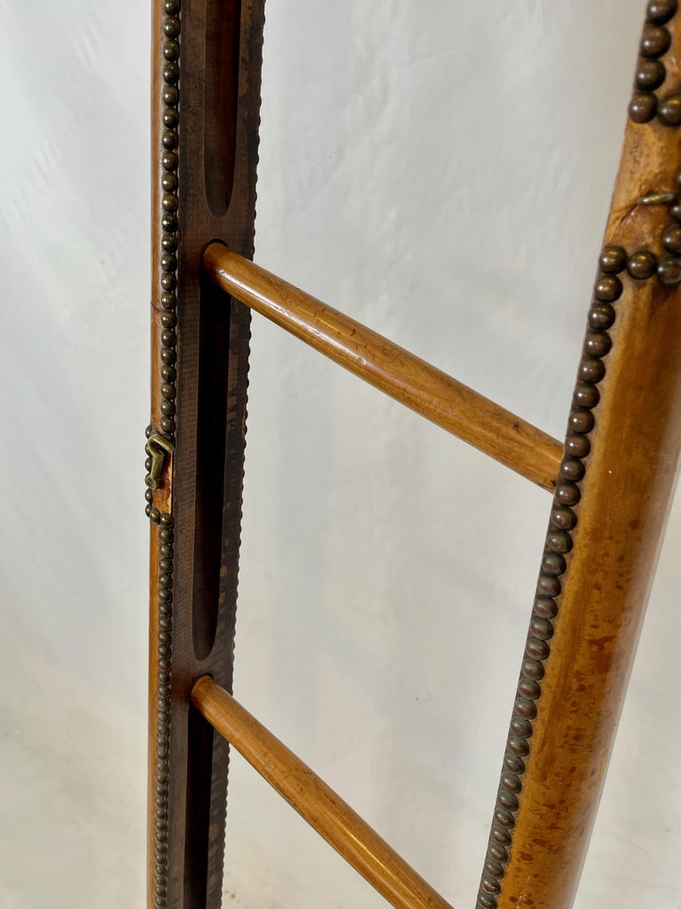 Early 20th Century English Leather Clad Folding Pole Ladder For Sale 8