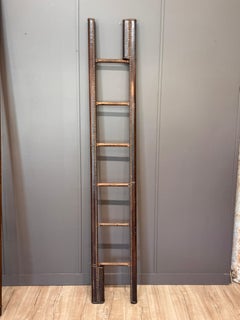 Early 20th Century English Leather-Clad Folding Pole Ladder