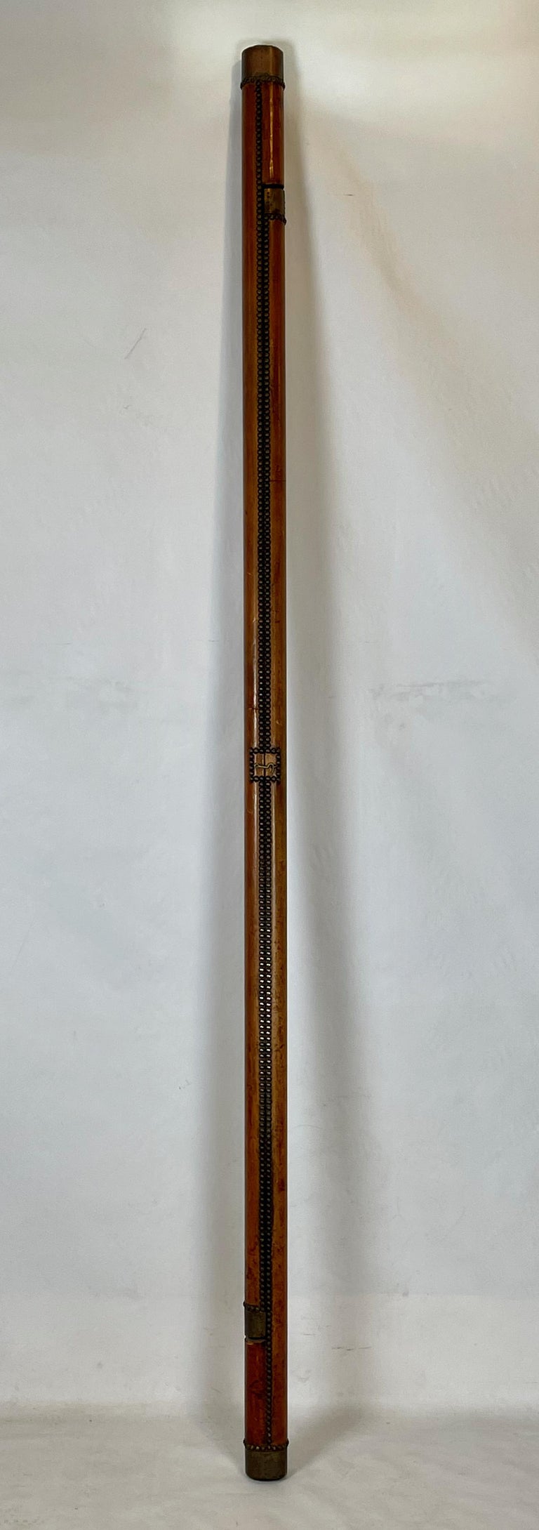 Edwardian Early 20th Century English Leather Clad Folding Pole Ladder For Sale
