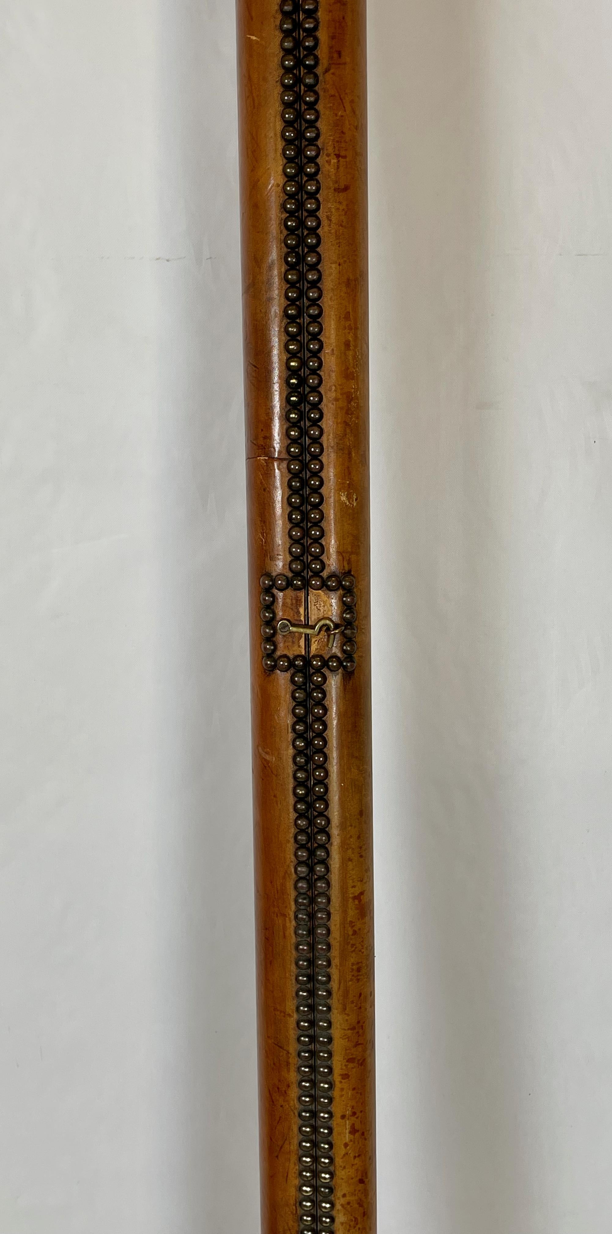 Hand-Crafted Early 20th Century English Leather Clad Folding Pole Ladder