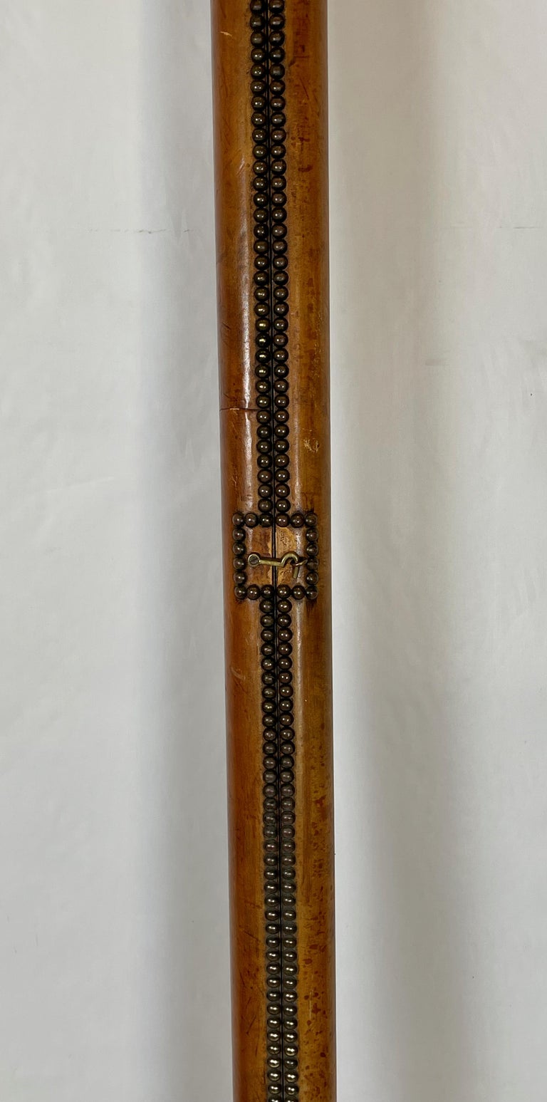 Hand-Crafted Early 20th Century English Leather Clad Folding Pole Ladder For Sale