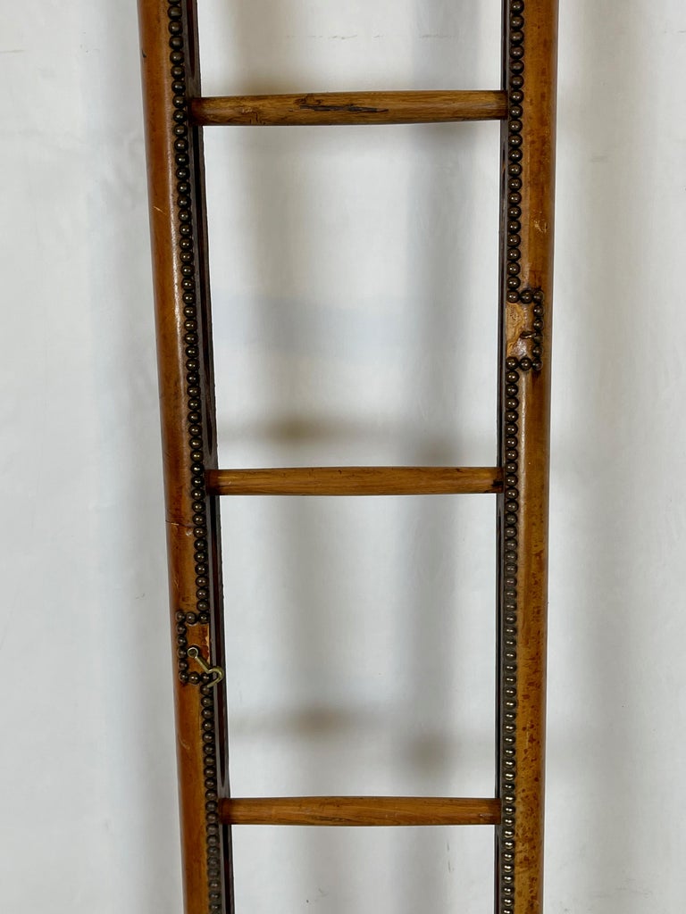 Early 20th Century English Leather Clad Folding Pole Ladder For Sale 1