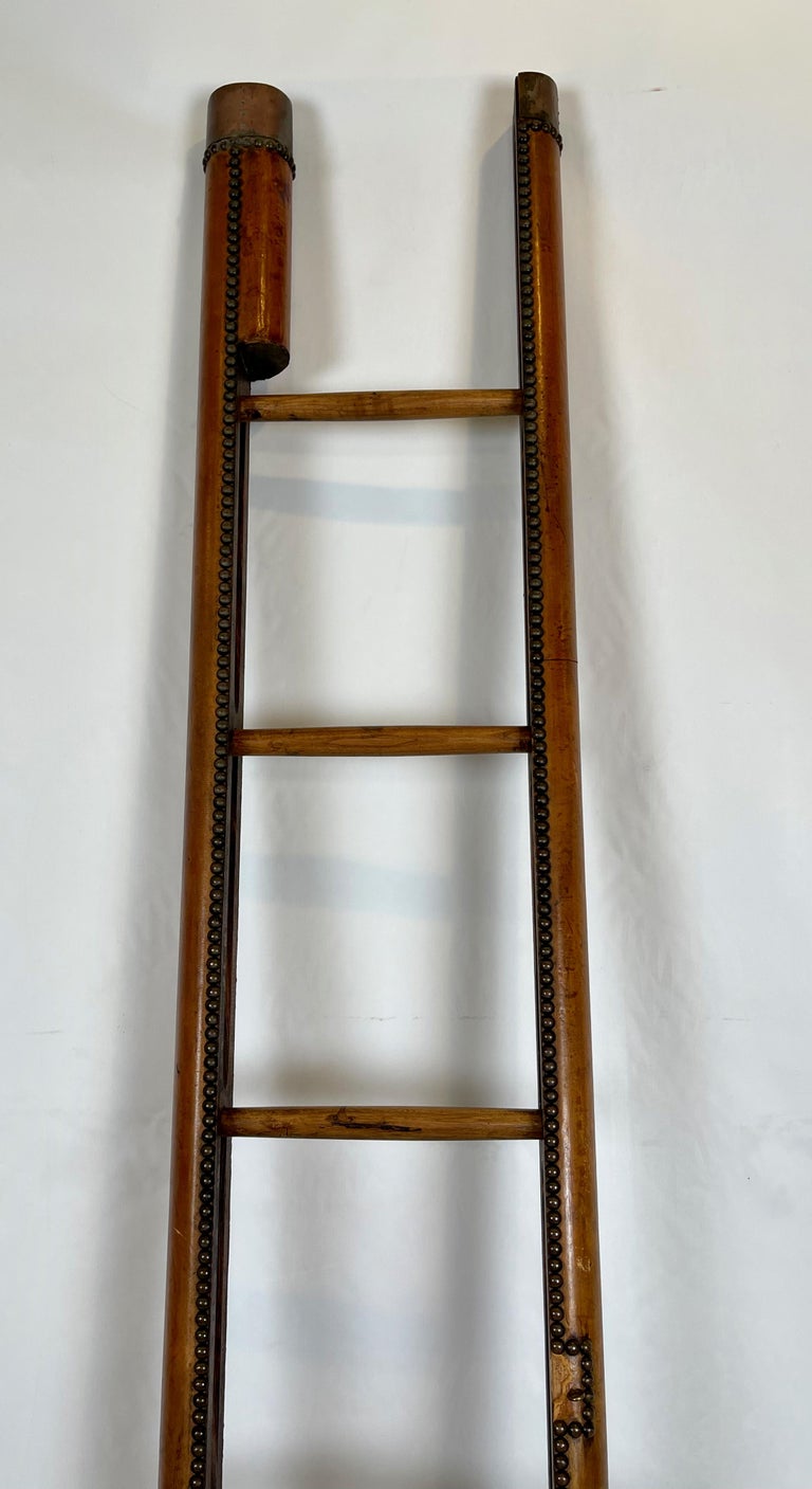 Early 20th Century English Leather Clad Folding Pole Ladder For Sale 4