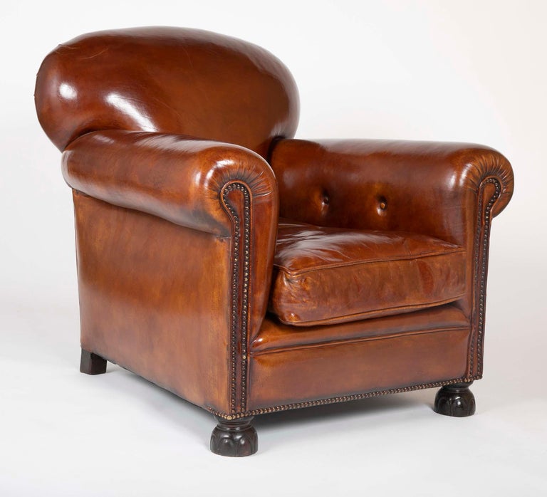 Early 20th Century English Leather Club Chair at 1stDibs