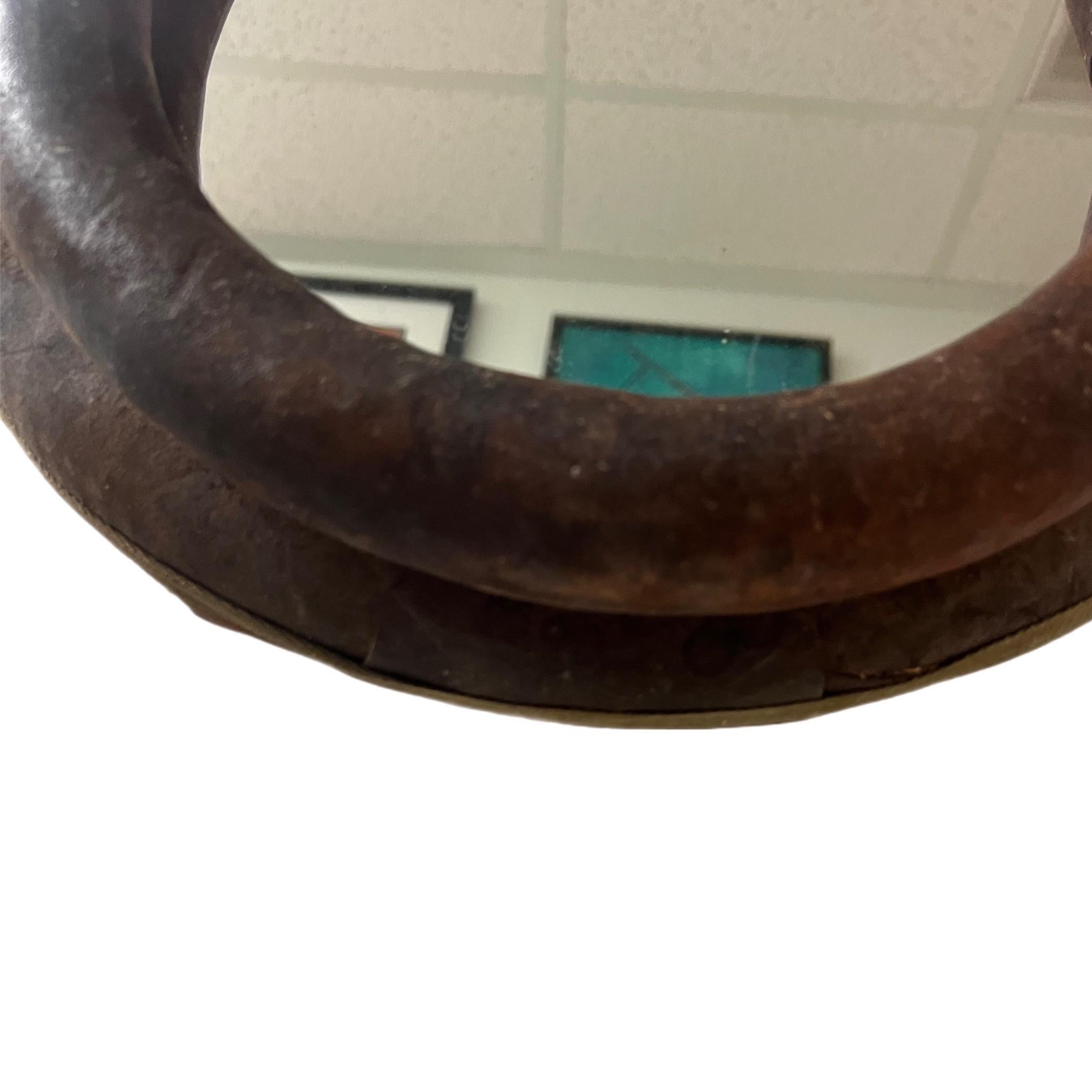 Metal Early 20th Century English Leather Horse Collar Mirror