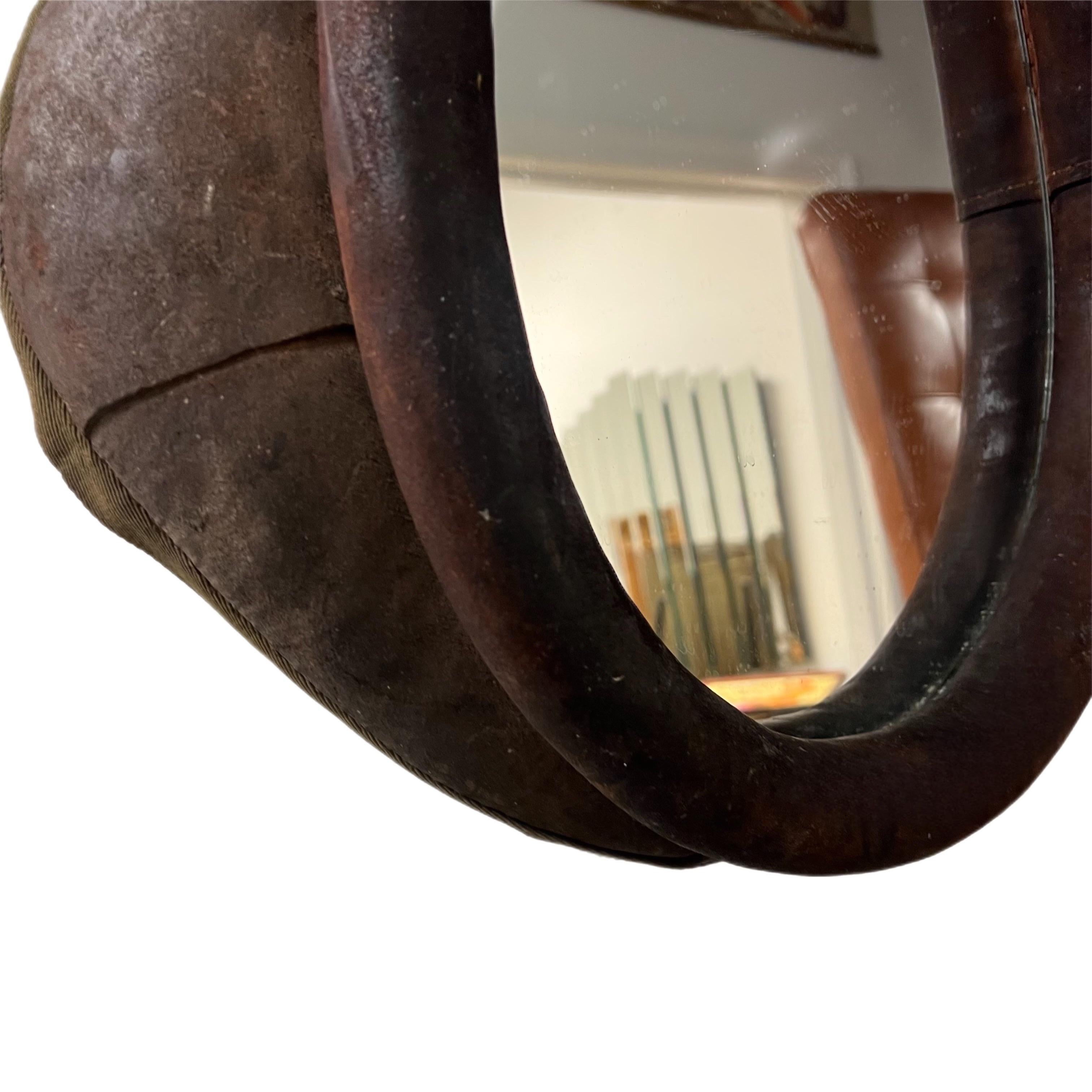 Early 20th Century English Leather Horse Collar Mirror 2