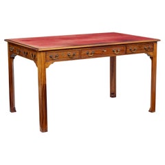 Early 20th century English leather top desk