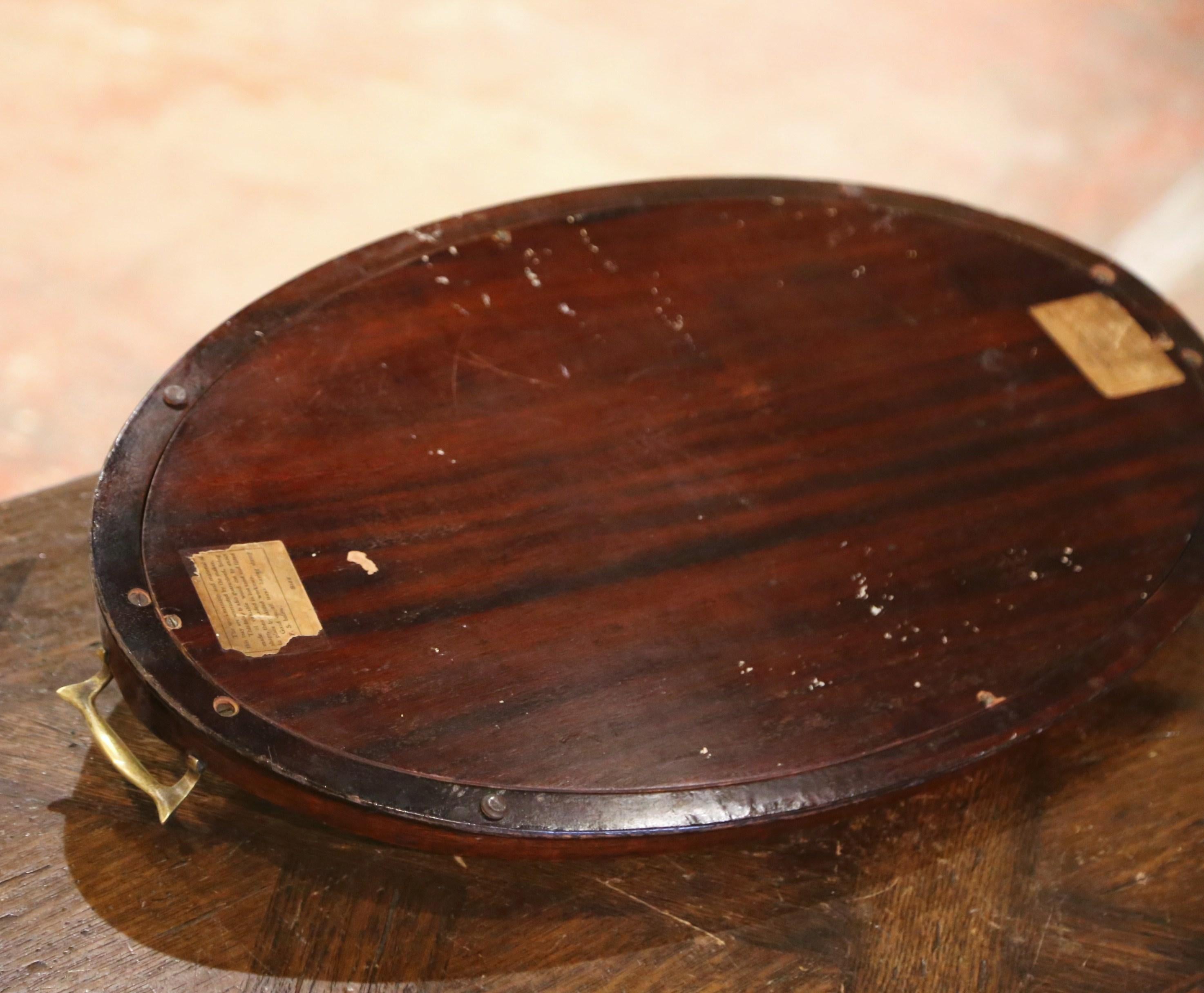 Early 20th Century English Mahogany and Glass Tray Table with Inlaid Decor 4