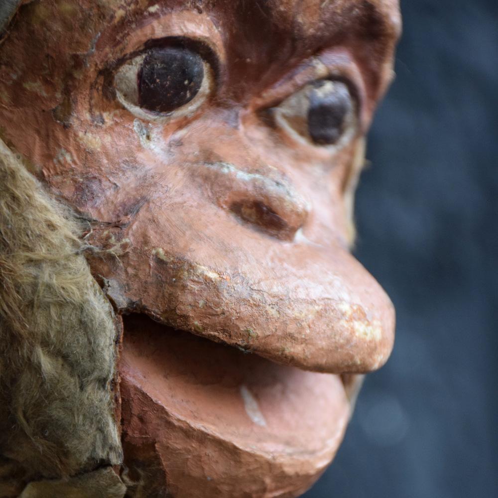 Folk Art Early 20th Century English Monkey Articulated Puppet Head
