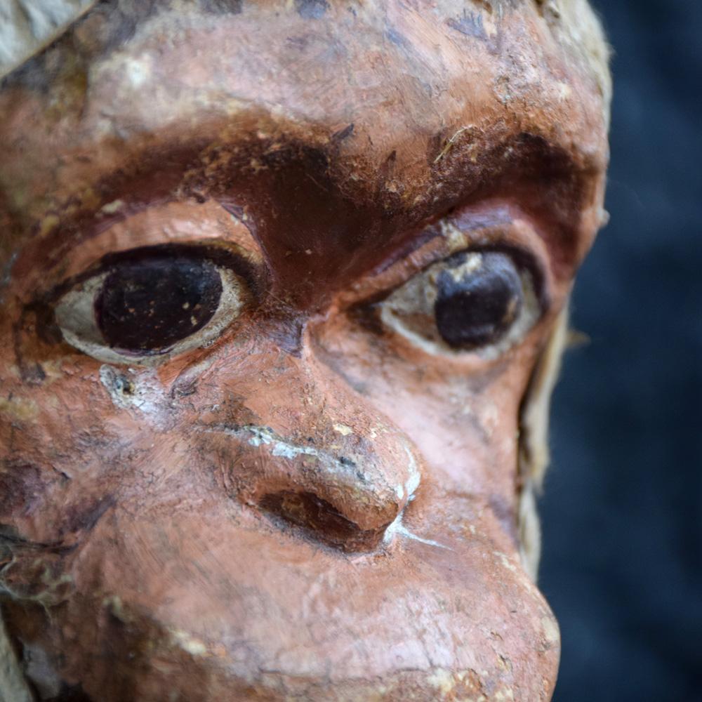 Faux Fur Early 20th Century English Monkey Articulated Puppet Head