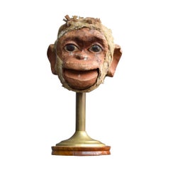 Antique Early 20th Century English Monkey Articulated Puppet Head