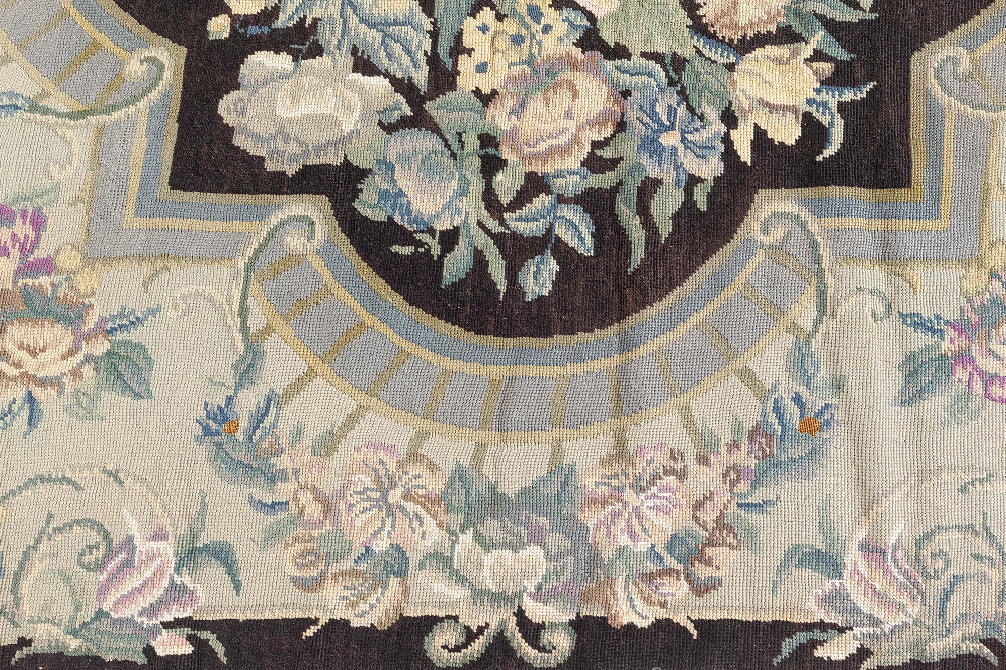 Needlepoint Early 20th Century English Needle Point Rug For Sale