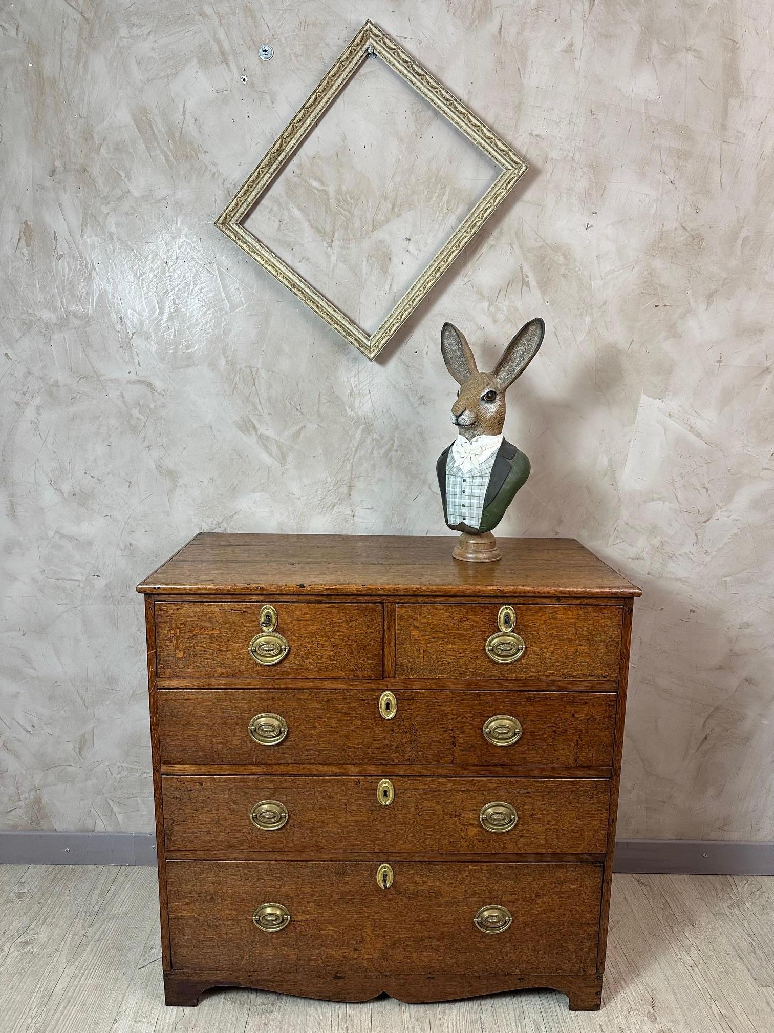 Commode inglese in Oak e ottone dei primi del Novecento, anni '20 in vendita 7