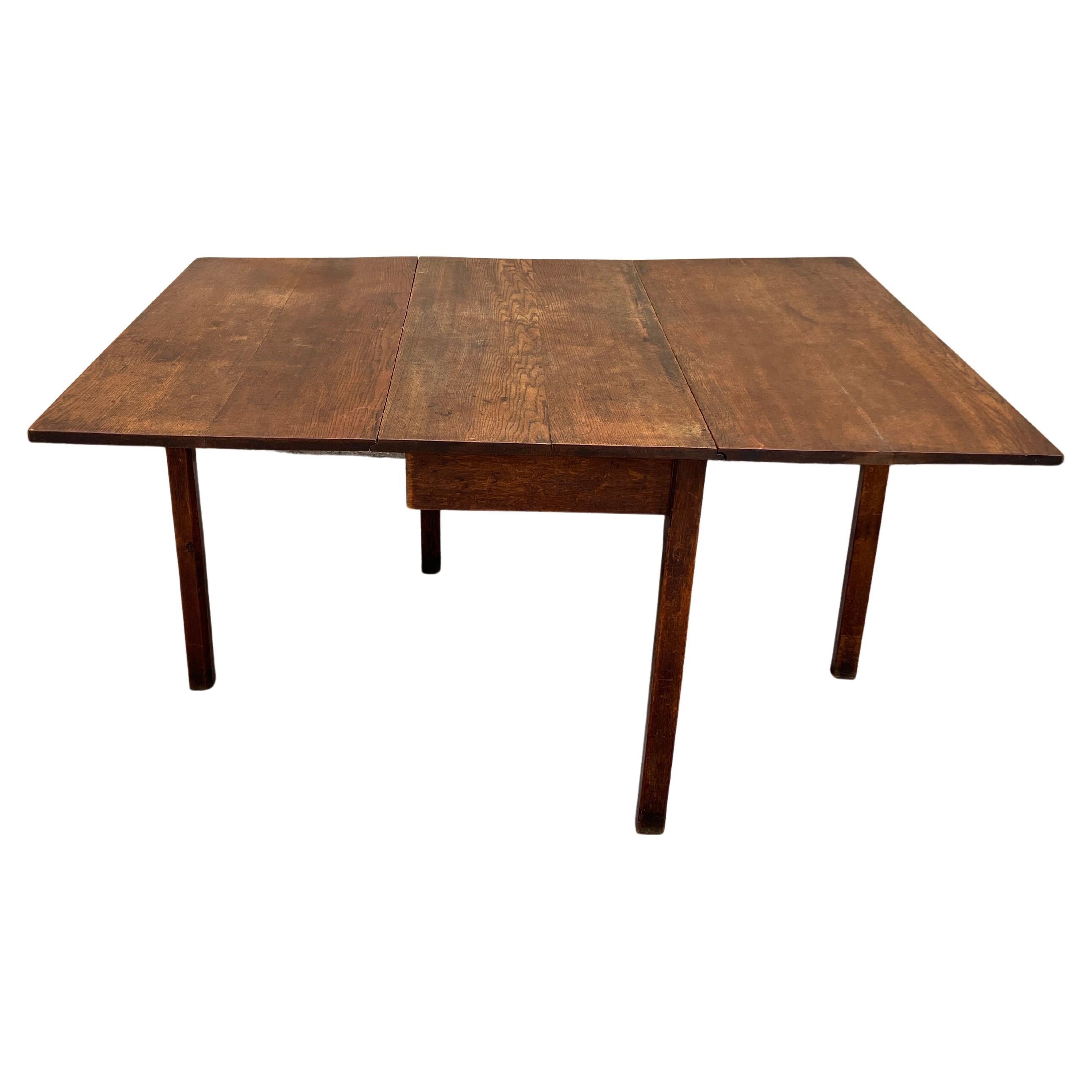 Table de salle à manger en chêne anglais du début du 20e siècle, à abattant