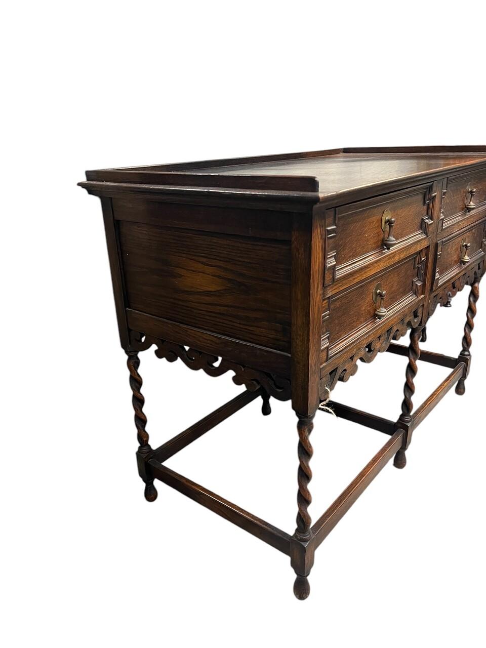Early 20th Century English Oak Jacobean Hall Sofa Table For Sale 1