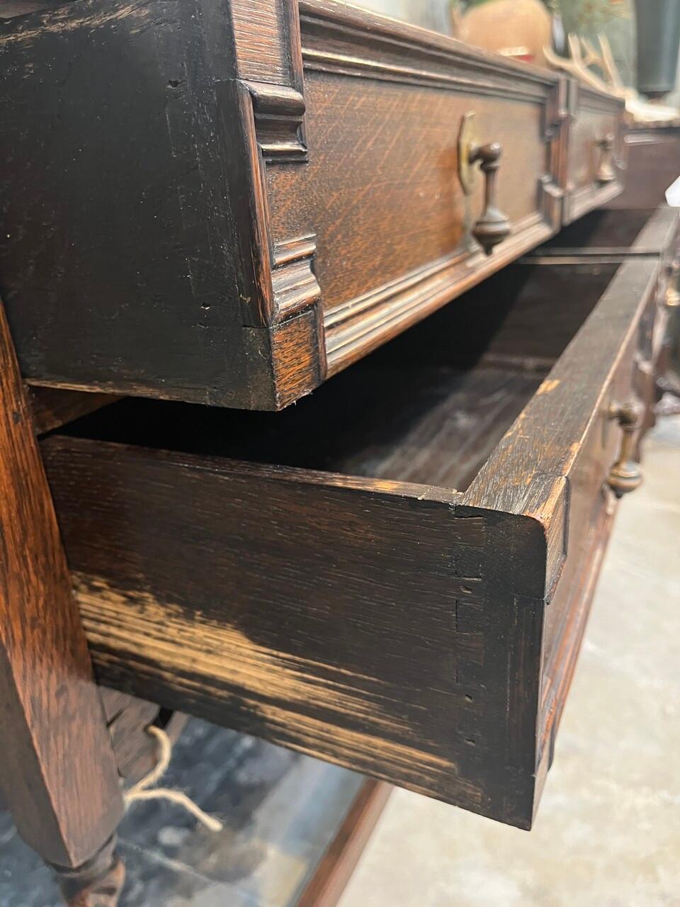 Early 20th Century English Oak Jacobean Hall Sofa Table For Sale 5