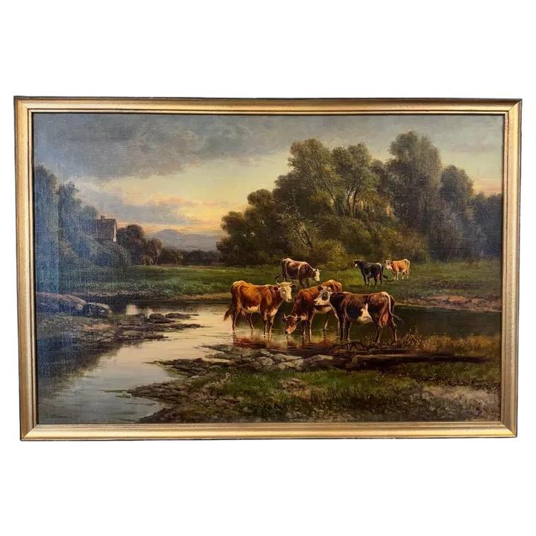 Óleo sobre lienzo inglés de principios del siglo XX en venta