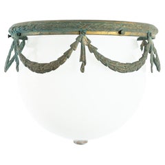 Vintage Early 20th Century English Opaline Ceiling Light / Plafonnier