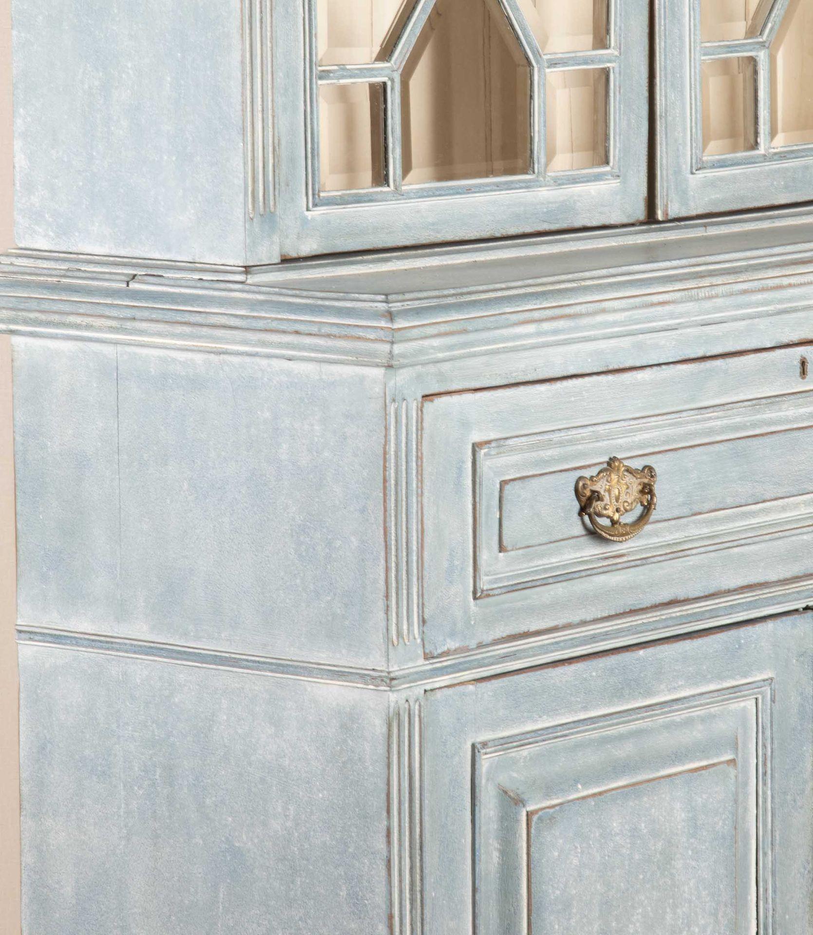 Glass Early 20th Century English Painted Bookcase Secretaire For Sale