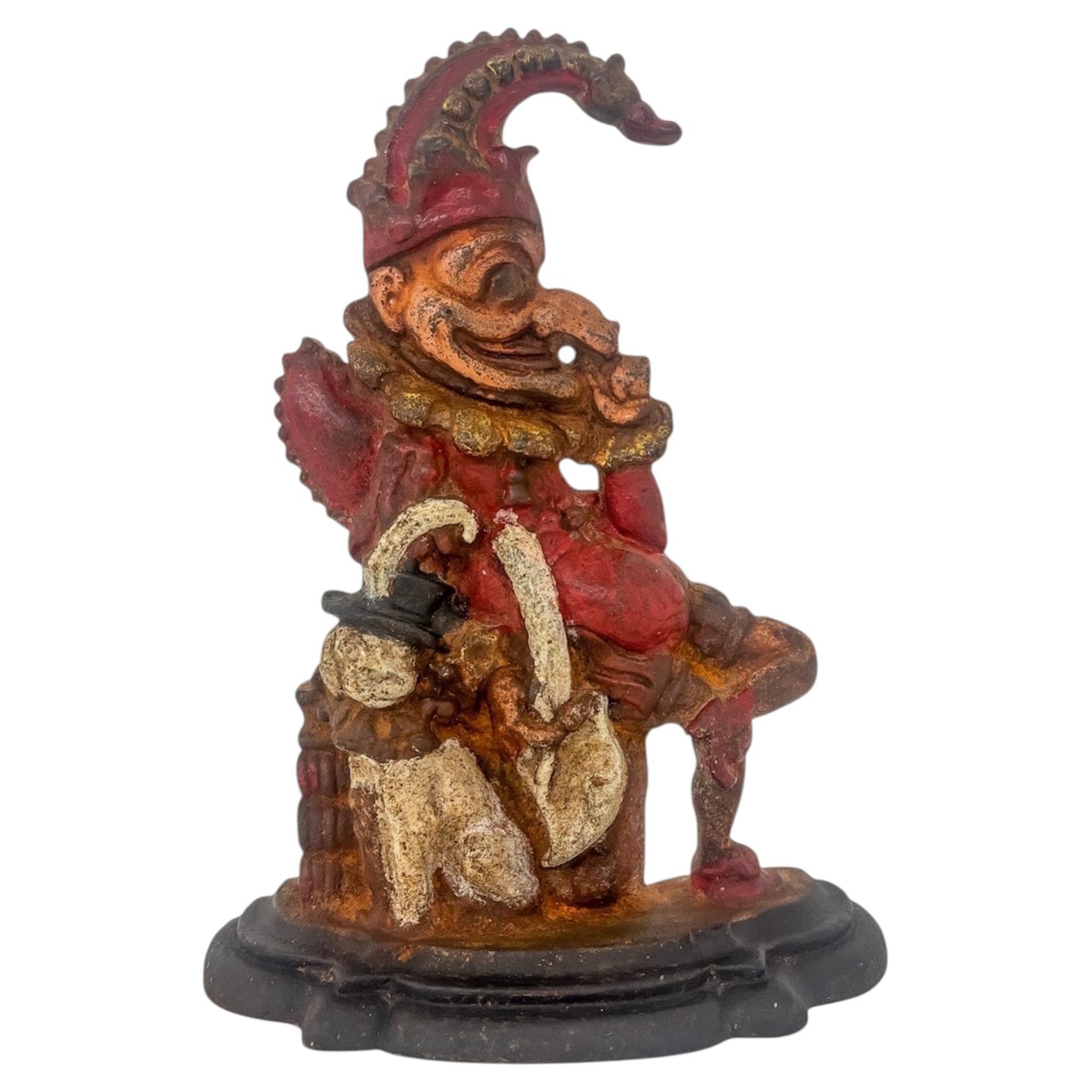 Early 20th Century English Painted Cast Iron Door Porter of Mr Punch
