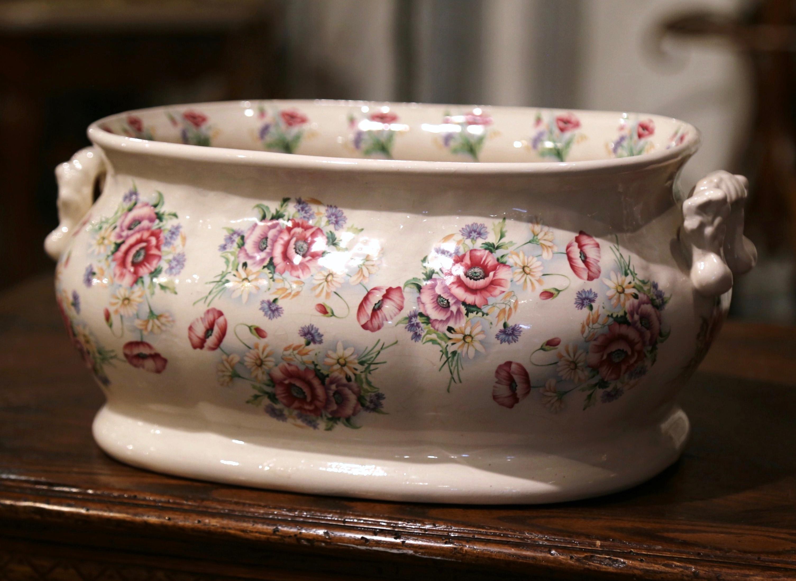 Early 20th Century English Painted Porcelain Foot Bath Bowl 4