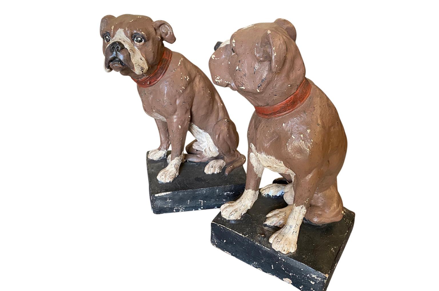 Early 20th Century English Pair of Bulldogs For Sale 1
