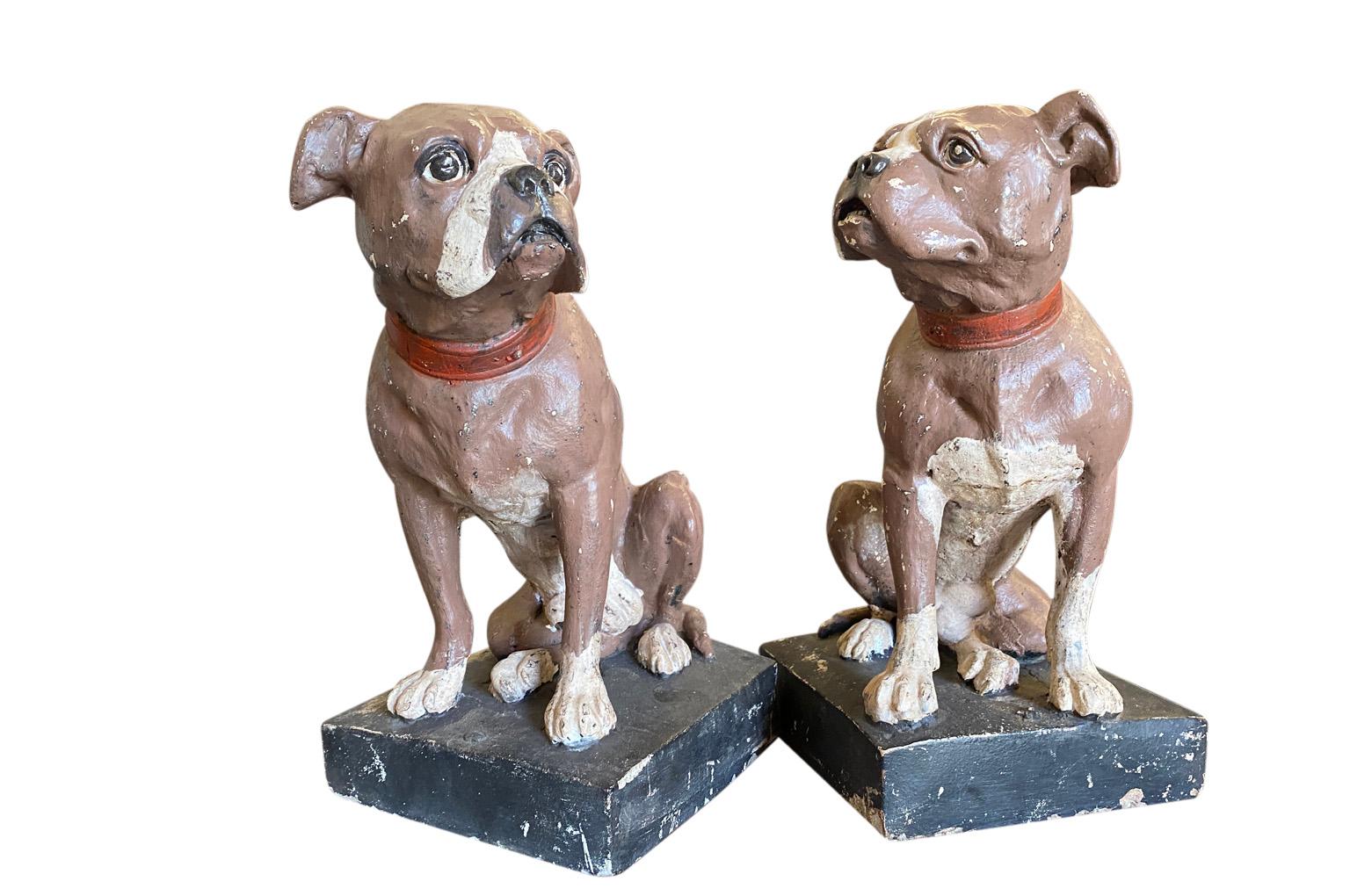 Béton Paire de bulldogs anglais du début du XXe siècle en vente