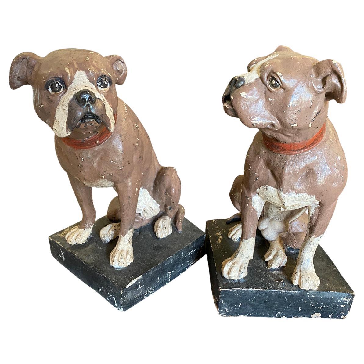 Early 20th Century English Pair of Bulldogs For Sale