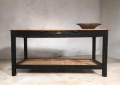 Early 20th Century English Pine Rustic Farmhouse Potting Table Kitchen Island