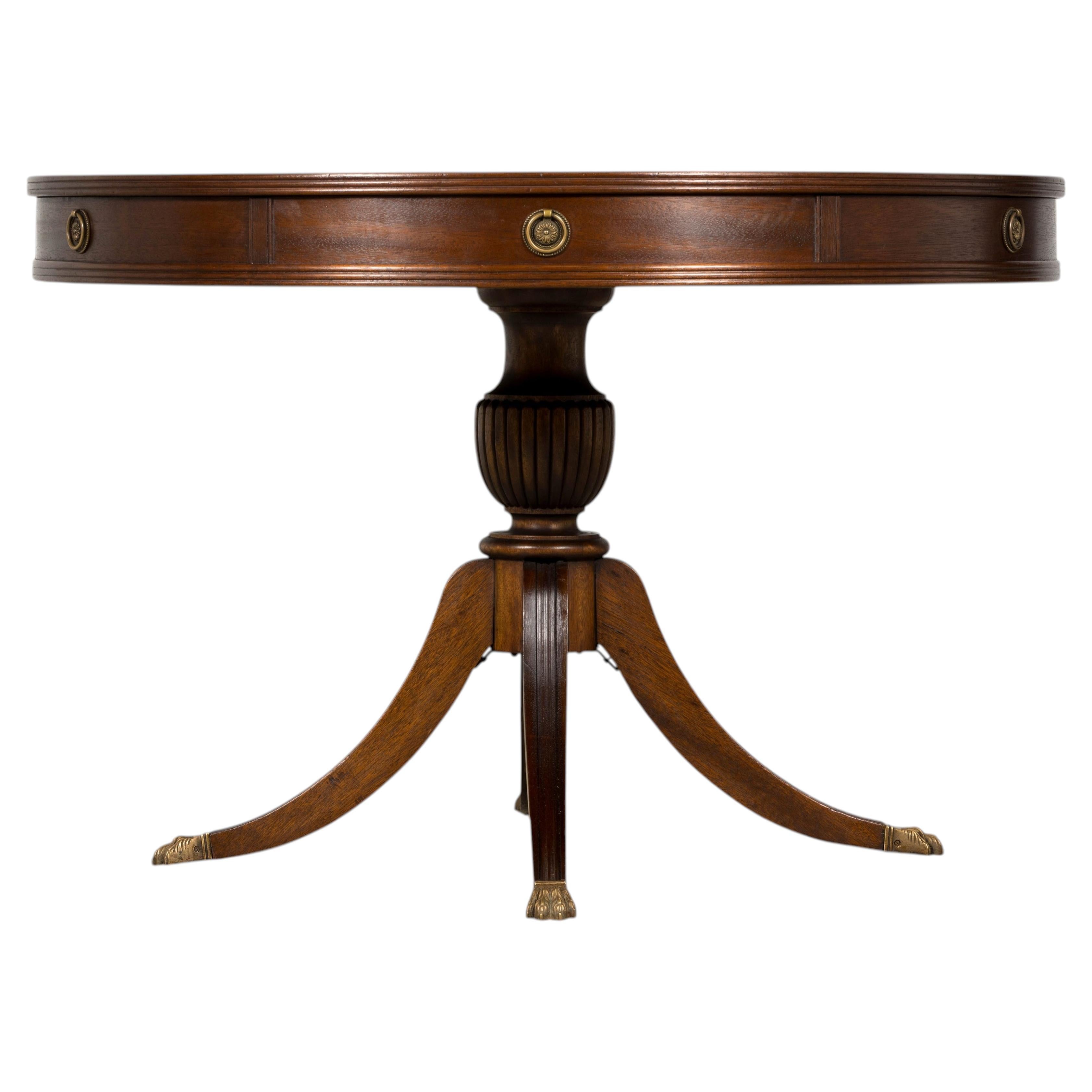 Early 20th Century English Regency Revival Leather Top Center Table